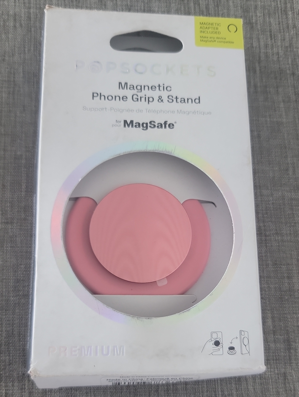 PopSocket MagSafe Magnetic Phone Grip & Stand - Rose Gold Pink, Alum Moire Putty